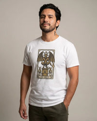The Devil Tarot Card Graphic T-Shirt - Heavy Cotton Classic Fit Tee - Unisex White
