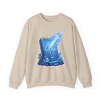 Tiwaz Rune Sword Graphic Sweatshirt - Heavy Blend Crewneck Fit - Unisex White