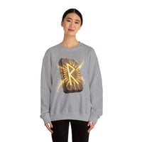 Raido Rune Journey Wheel Sweatshirt - Heavy Blend Classic Crewneck - Unisex White