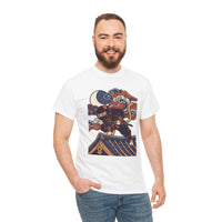 Ukiyo-e Samurai Cat Ninja T-Shirt - 100% Cotton Classic Fit Tee - Unisex White