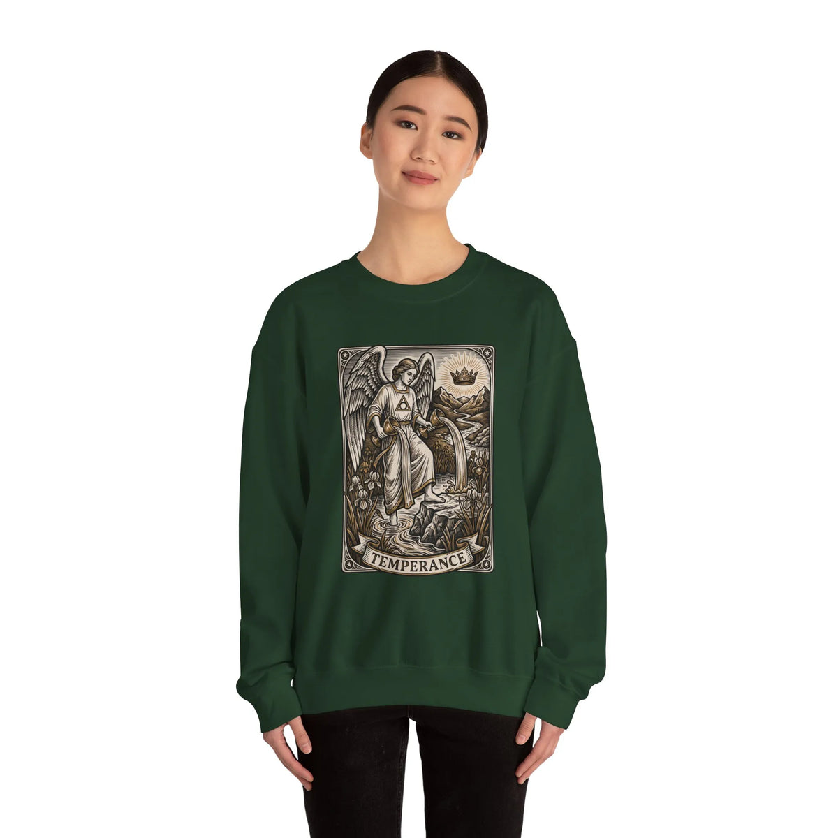 Temperance Tarot Card Angel Sweatshirt - Heavy Blend Fleece Crewneck - Unisex White