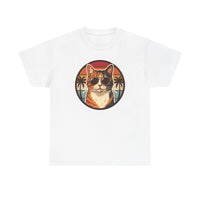 Calico Cool Cat Sunset Aviator T-Shirt - Heavy Cotton Classic Fit Tee - Unisex White