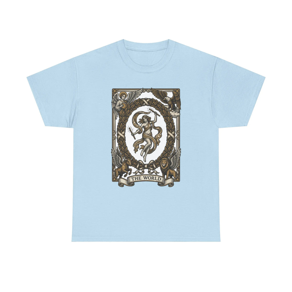 The World Tarot Card Graphic T-Shirt - Heavy Cotton Classic Fit Tee - Unisex White