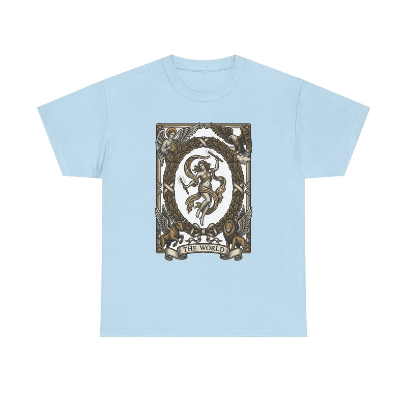 The World Tarot Card Graphic T-Shirt - Heavy Cotton Classic Fit Tee - Unisex White