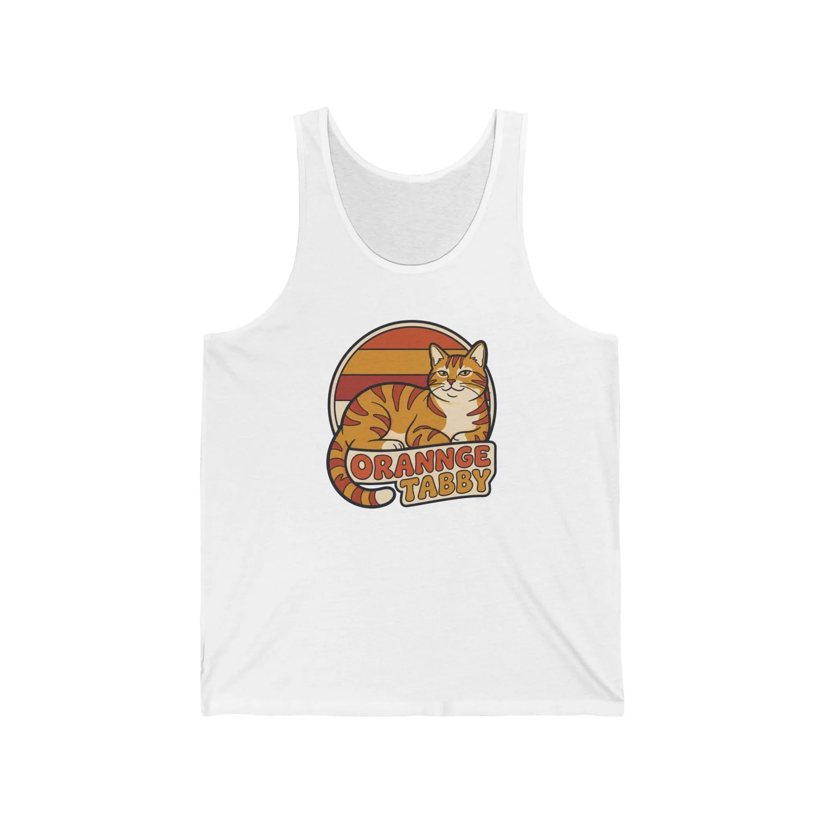 Orange Tabby Retro 70s Sunset Graphic Tank Top - Lightweight Jersey Knit Tank - Unisex Athletic Heather