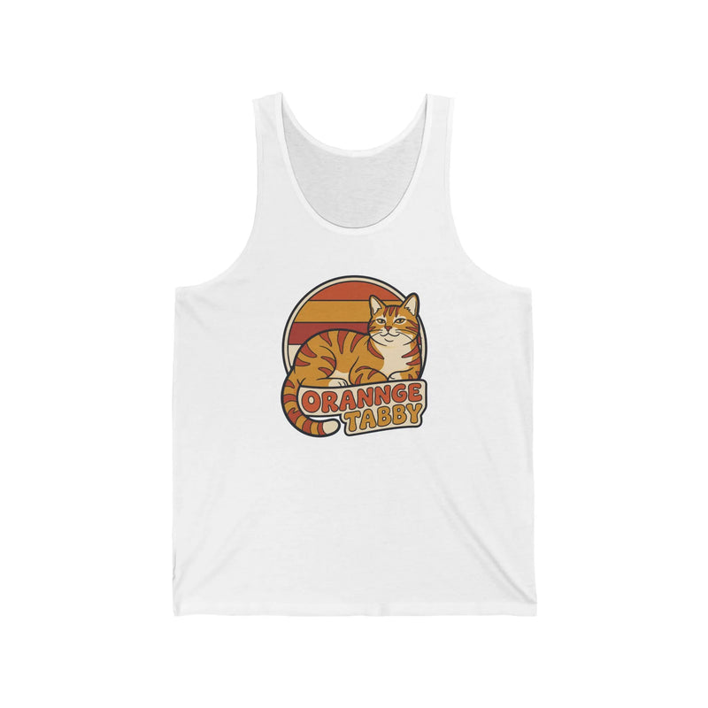 Orange Tabby Retro 70s Sunset Graphic Tank Top - Lightweight Jersey Knit Tank - Unisex Athletic Heather