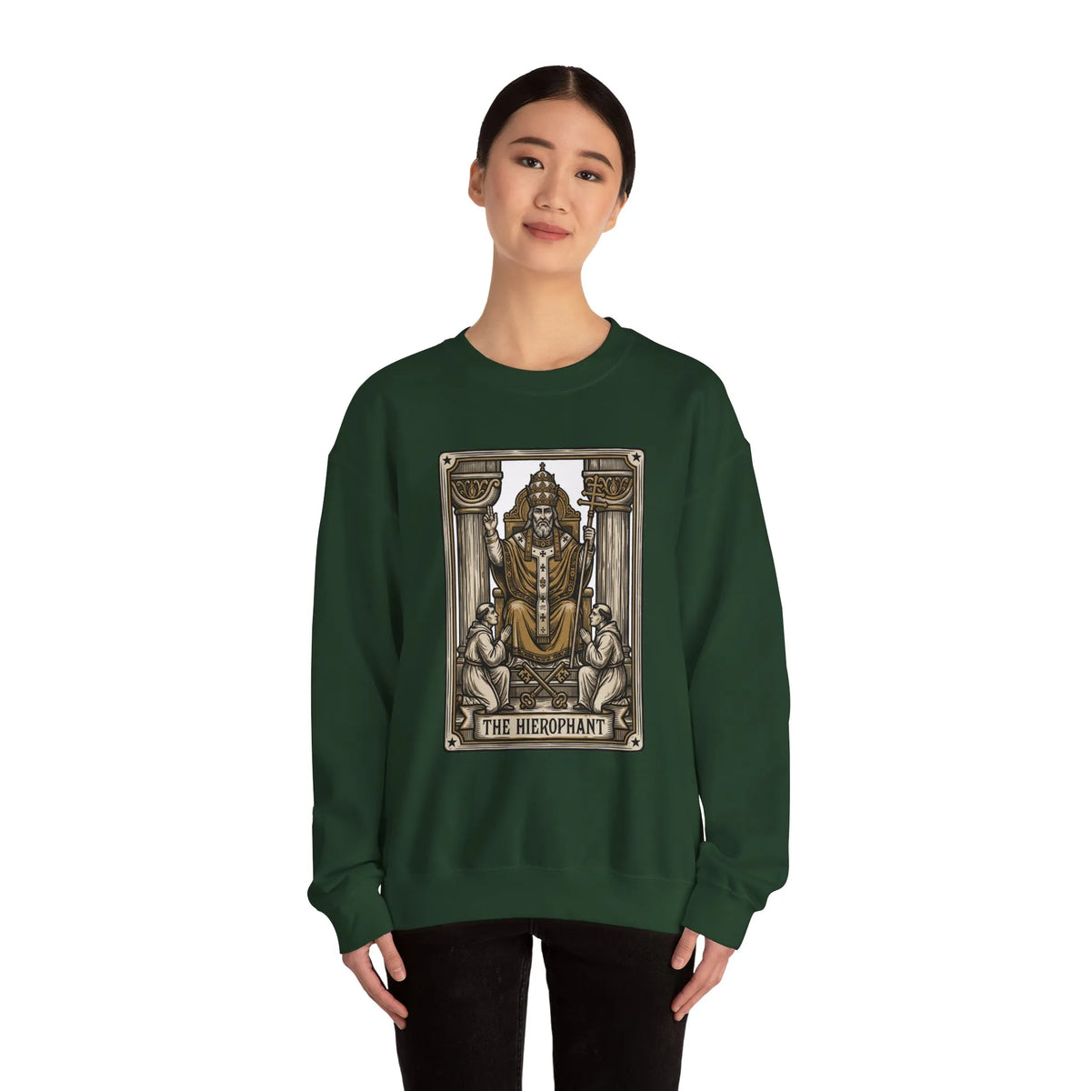 Hierophant Tarot Card Sweatshirt - Heavy Blend Crewneck Fleece - Unisex Ash