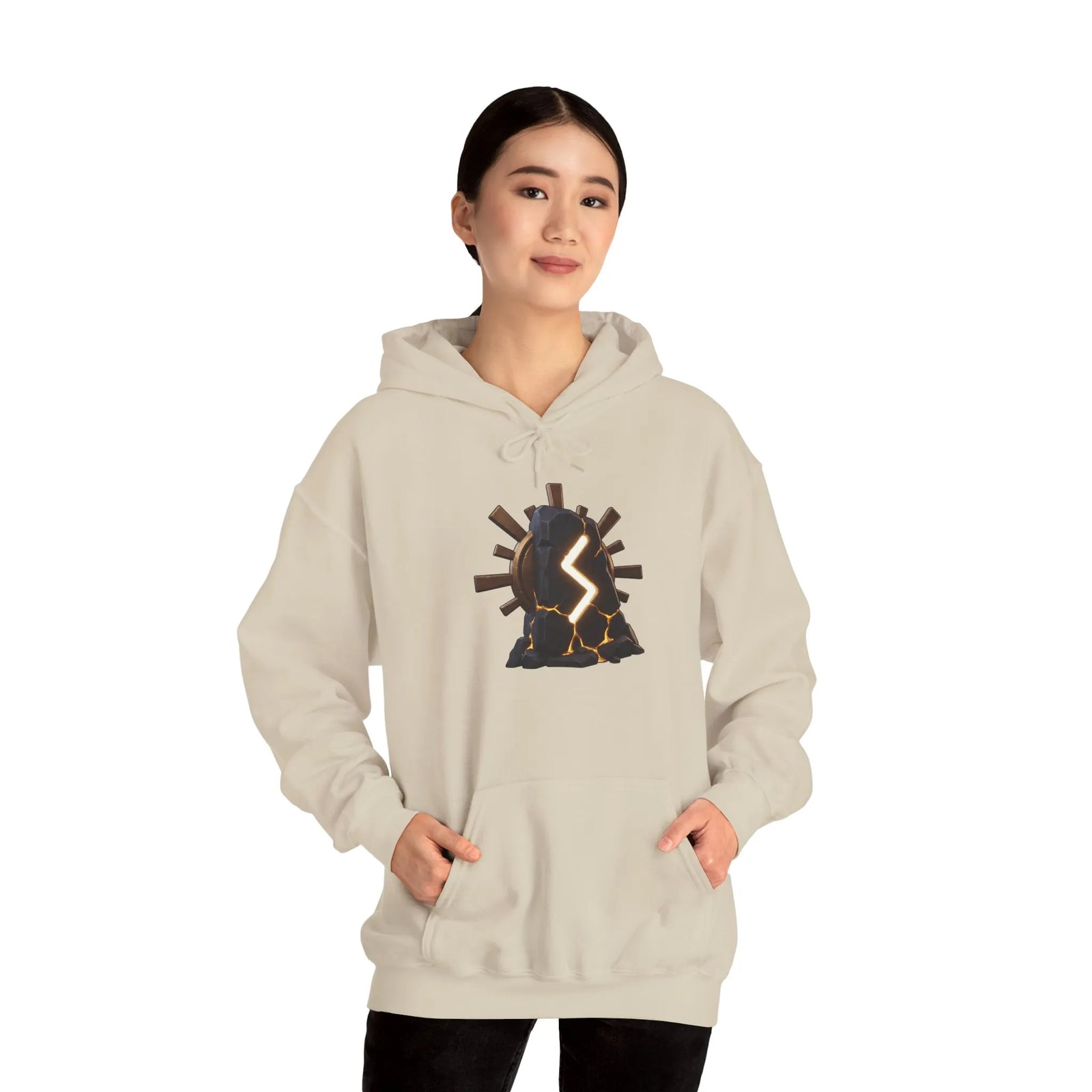 Sowulo Rune Sun Ray Hoodie - Heavy Blend Fleece Pullover - Unisex White