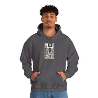 Death Tarot Card Graphic Hoodie - Medium-Heavy Cotton-Poly Blend Pullover - Unisex White