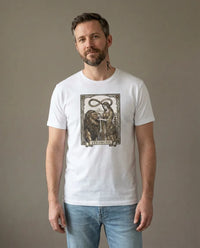 Tarot Strength Card Graphic T-Shirt - Heavy Cotton Classic Fit Crewneck - Unisex White
