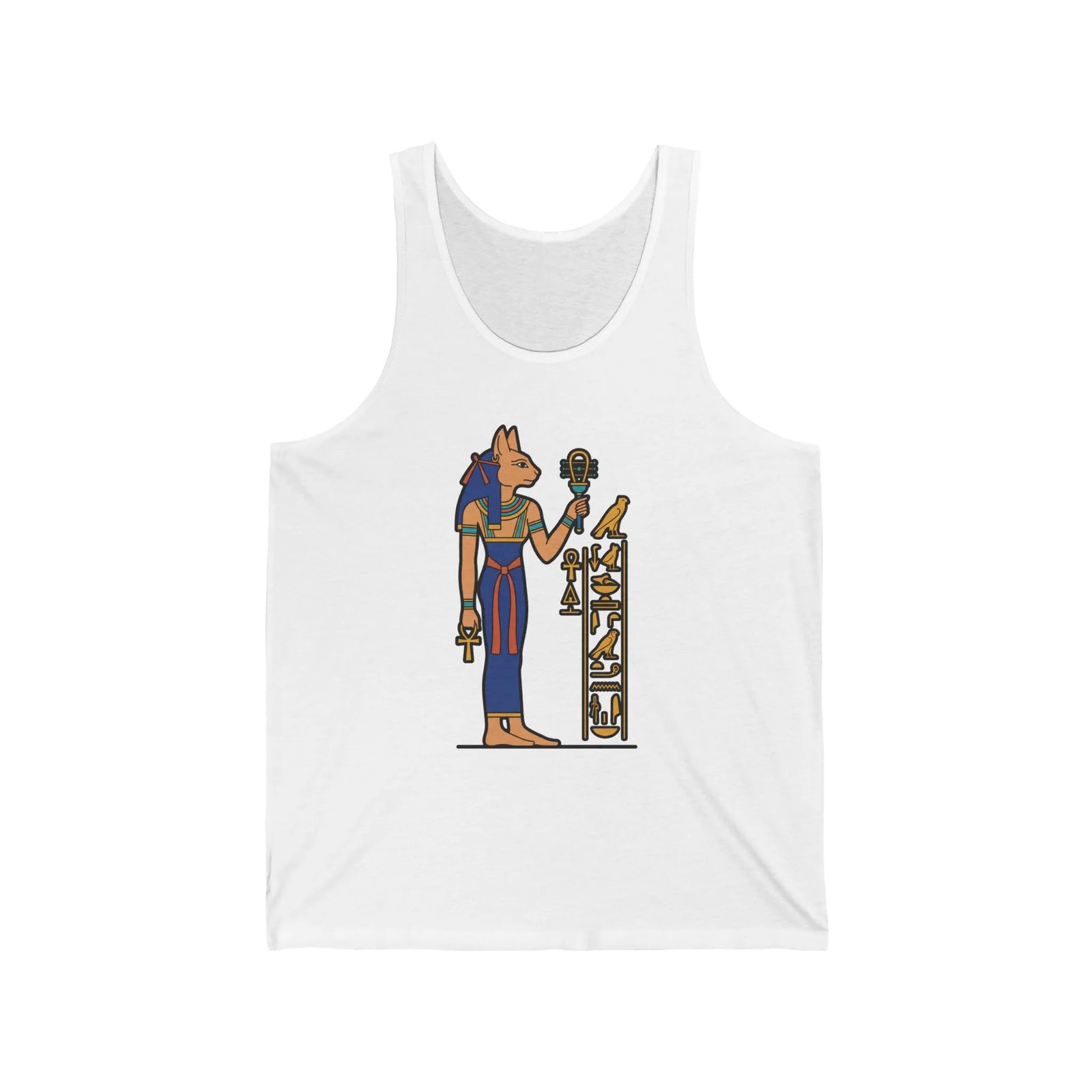 Bastet Sphynx Pharaoh Cat Tank Top - Lightweight Retail Fit Jersey - Unisex White
