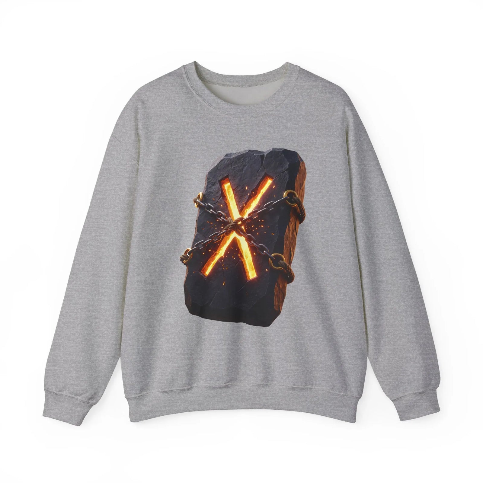 Gebo Rune Stone Graphic Sweatshirt - Medium Heavy Fleece Crewneck - Unisex White