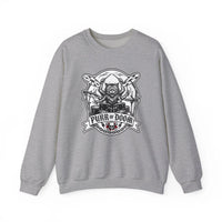 Heavy Metal Rocker Cats Drummer Sweatshirt - Heavy Blend Cotton Blend Crewneck - Unisex White
