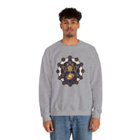 Sacred Geometry Alchemist Cat Sweatshirt - Heavy Blend Fleece Crewneck - Unisex White