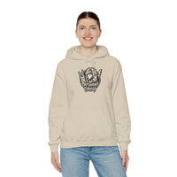 Headbanger Metal Dog Graphic Hoodie - Warm Cotton Blend Pullover - Unisex Ash