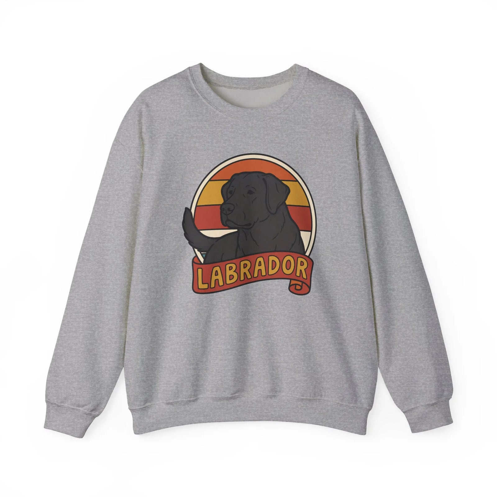 Labrador Retro 70s Sunset Sweatshirt - Heavy Blend Fleece Crewneck - Unisex White