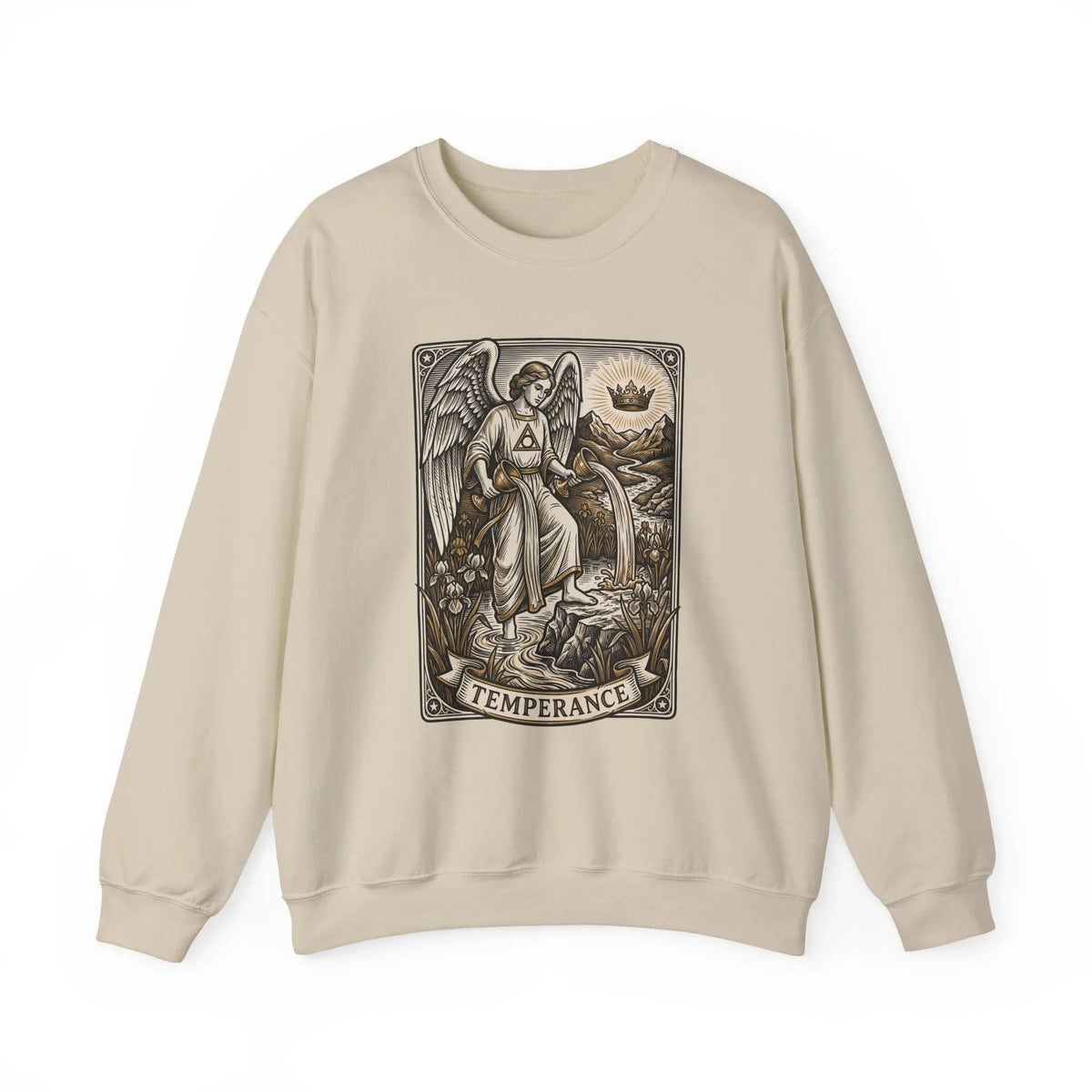 Temperance Tarot Card Angel Sweatshirt - Heavy Blend Fleece Crewneck - Unisex White