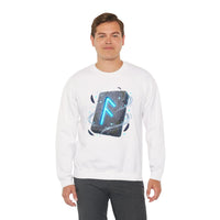 Ansuz Rune Divine Speech Graphic Sweatshirt - Heavy Blend Fleece Crewneck - Unisex White