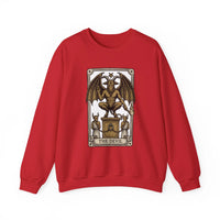 Devil Tarot Card Graphic Sweatshirt - Heavy Blend Fleece Crewneck - Unisex White