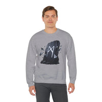 Mannaz Rune Stone Graphic Sweatshirt - Heavy Blend Crewneck Pullover - Unisex Off White