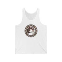 Cat and Raven Norse Woodcut Tank Top - Lightweight Ringspun Cotton Jersey - Unisex White