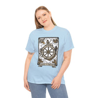 Wheel of Fortune Tarot Graphic T-Shirt - Heavyweight Cotton Classic Fit - Unisex White