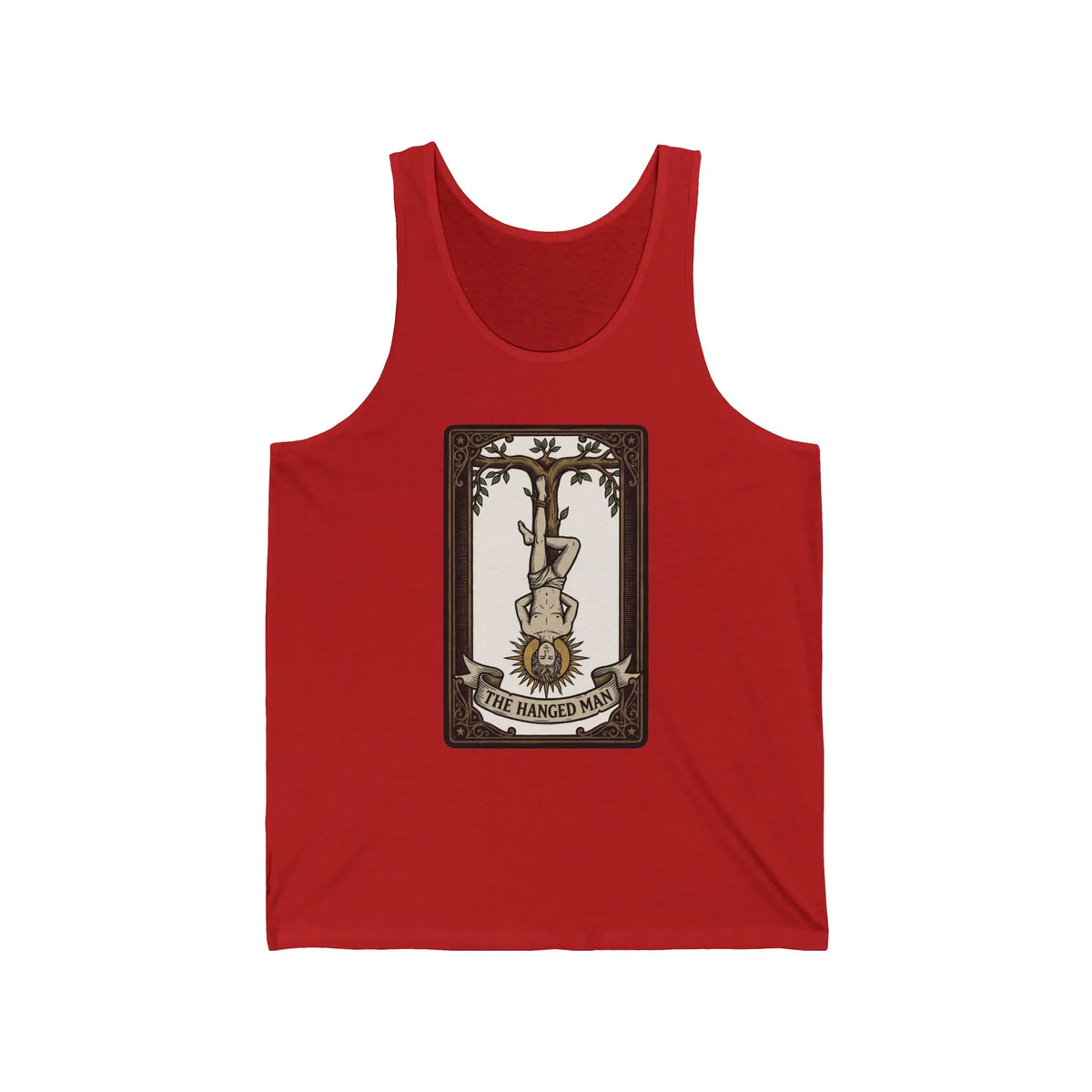 The Hanged Man Tarot Card Tank Top - Lightweight Combed Cotton Jersey - Unisex White