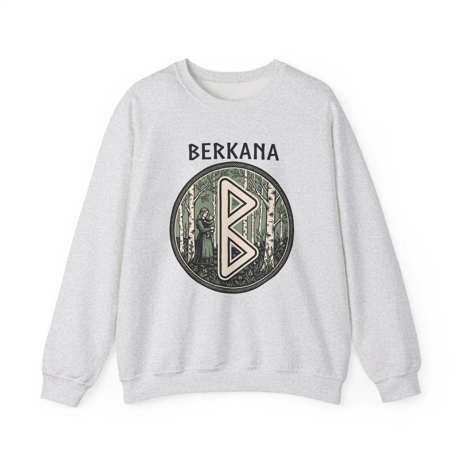 Berkana Rune Earth Mother Sweatshirt - Heavy Blend Cotton-Poly Crewneck - Unisex White