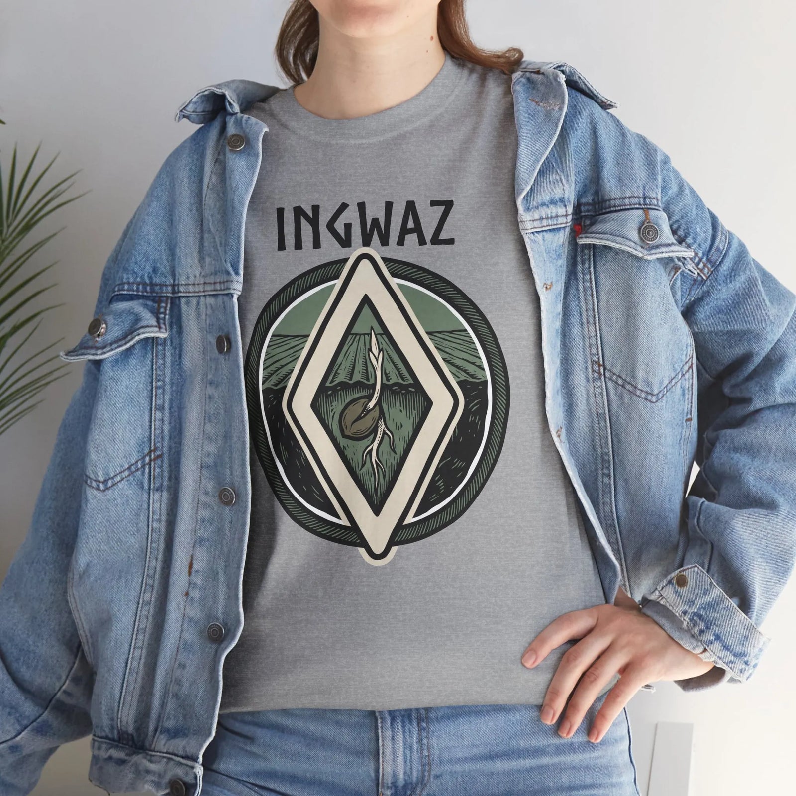 Ingwaz Seed Rune Graphic T-Shirt - Heavy Cotton Classic Fit Tee - Unisex White