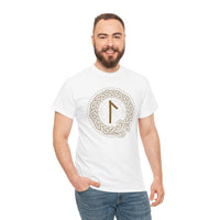 Laguz Rune Norse Knotwork T-Shirt - Heavy Cotton Classic Fit Tee - Unisex White