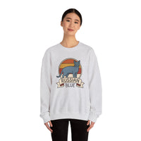Russian Blue Retro 70s Sunset Sweatshirt - Heavy Blend Crewneck - Unisex White