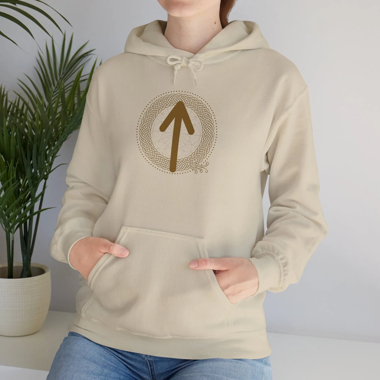 Tiwaz Rune Justice Sovereignty Hoodie - Medium Weight Cotton Blend Pullover - Unisex White