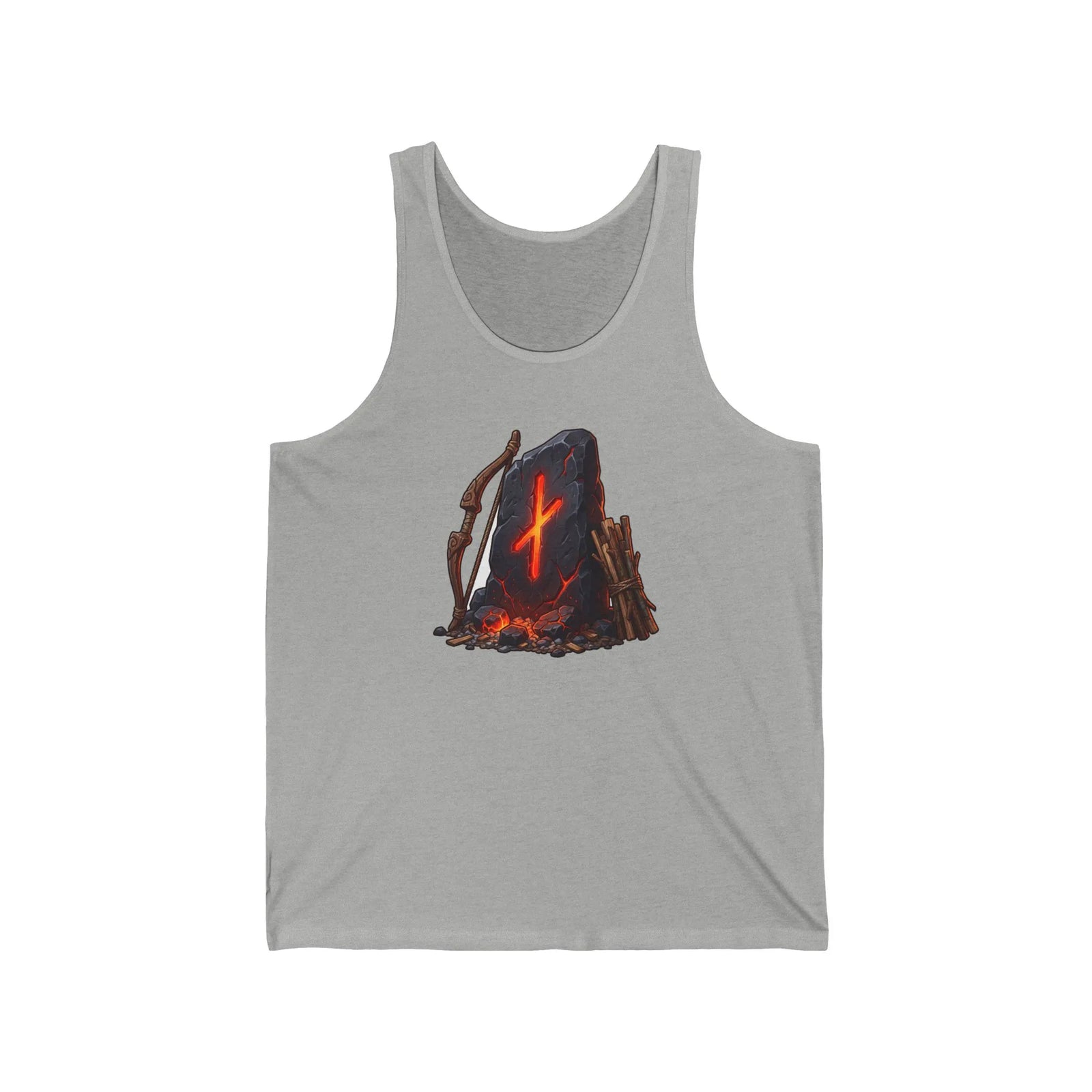 Nauthiz Rune Graphic Tank Top - Lightweight Ring-Spun Cotton Jersey - Unisex Athletic Heather