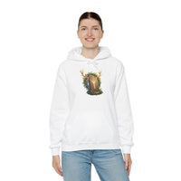 Elhaz Protection Rune Antler Hoodie - Heavy Blend Cotton Blend Pullover - Unisex White