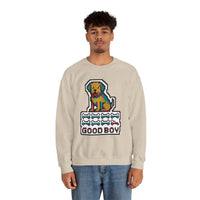 Good Boy 8-Bit Pixel Dogs Sweatshirt - Heavyweight Cotton Blend Crewneck - Unisex White