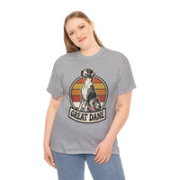 Great Dane Retro 70s Sunset Graphic T-Shirt - Heavy Cotton Classic Fit Tee - Unisex White