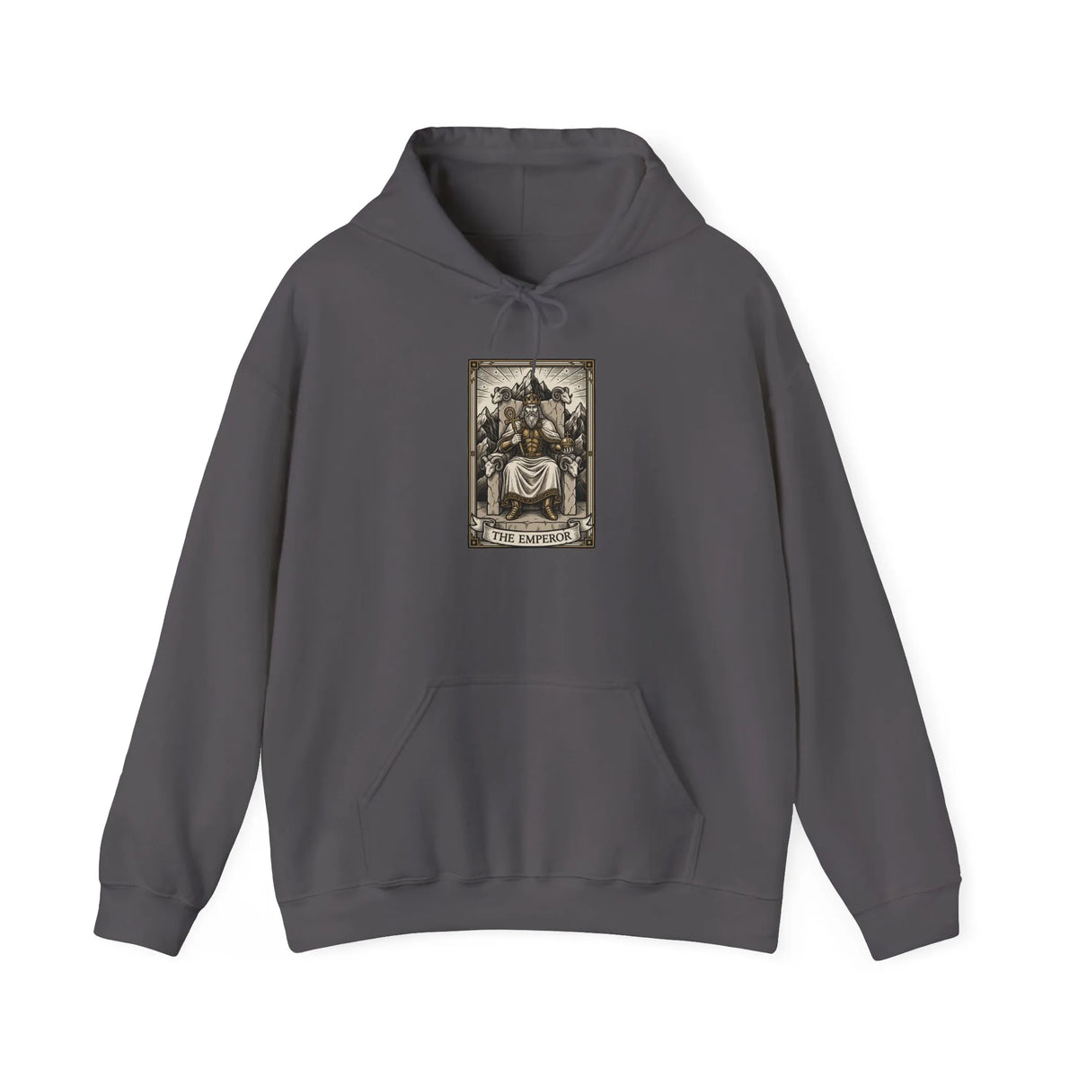 The Emperor Tarot Card Hoodie - Heavyweight Cotton Blend Pullover - Unisex White