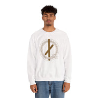 ᚾ Nauthiz Runic Design Sweatshirt - Heavy Blend Crewneck Fleece - Unisex White