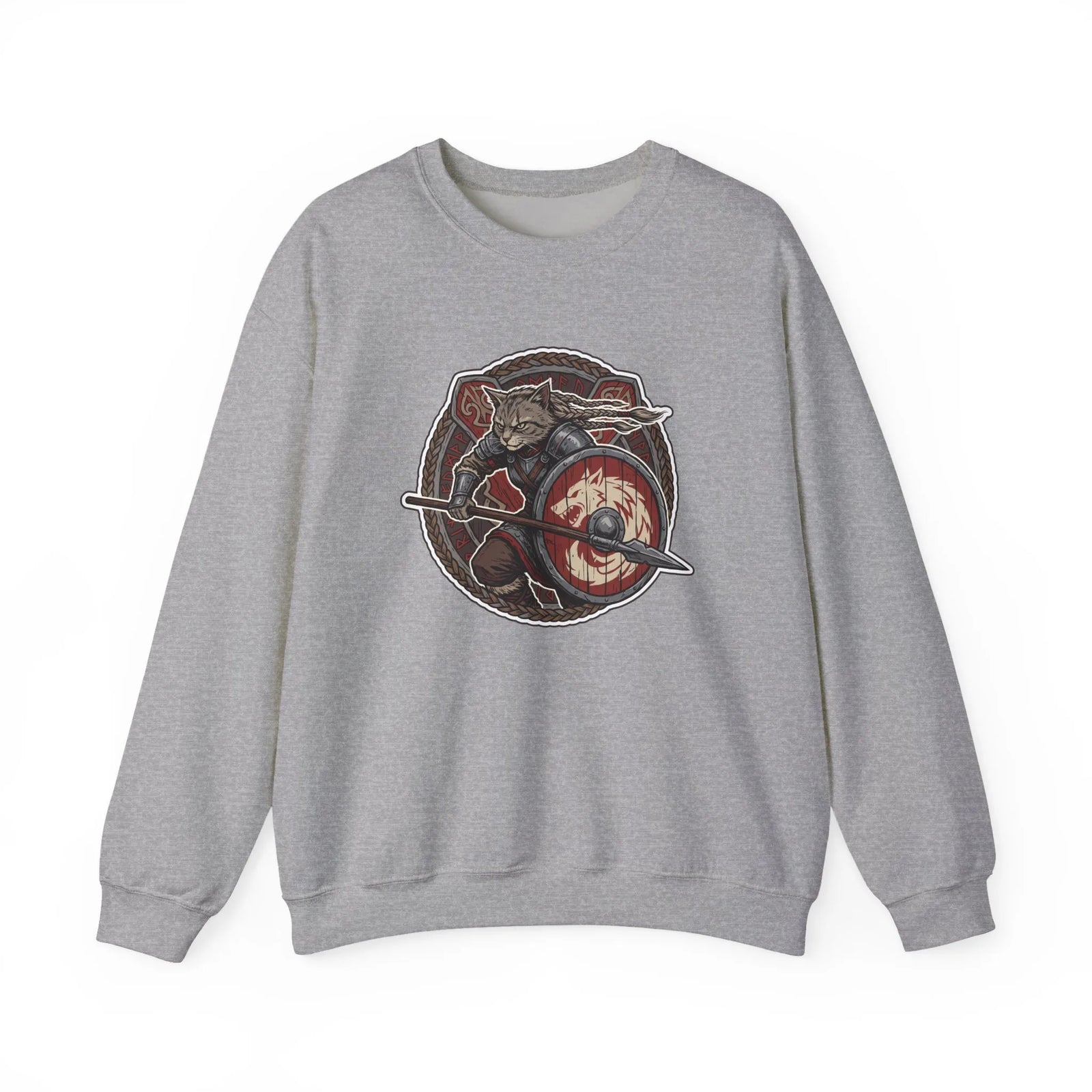 Shieldmaiden Viking Berserker Cats Sweatshirt - Heavy Blend Fleece Crewneck - Unisex White