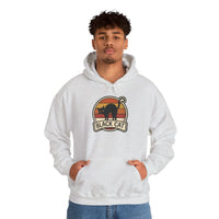 Black Cat Retro Sunset Hoodie - Heavy Blend Cotton-Poly Fleece - Unisex White