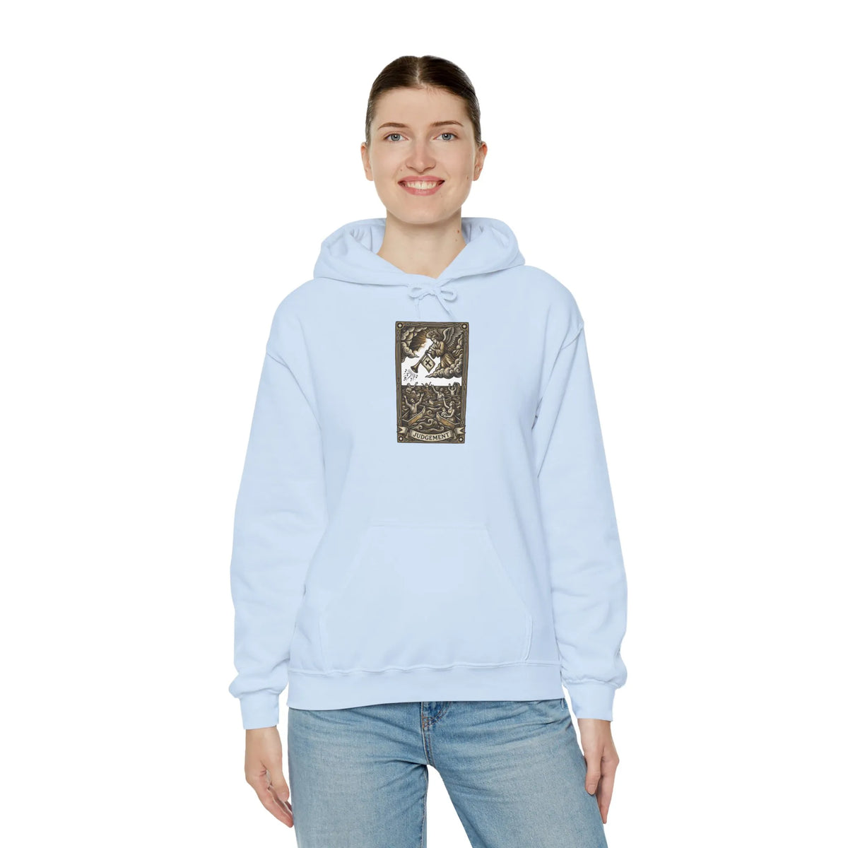 Judgement Tarot Card Graphic Hoodie - Heavyweight Cotton Blend Pullover - Unisex White