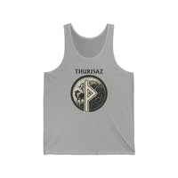 Thurisaz Rune Wolf Graphic Tank Top - Lightweight Combed Cotton Tank - Unisex Athletic Heather