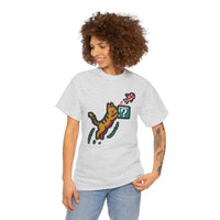 8-Bit Pixel Gaming Cats Graphic T-Shirt - Heavy Cotton Classic Fit Tee - Unisex White