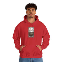 Moon Tarot Card Graphic Hoodie - Soft Fleece Blend Pullover - Unisex Ash