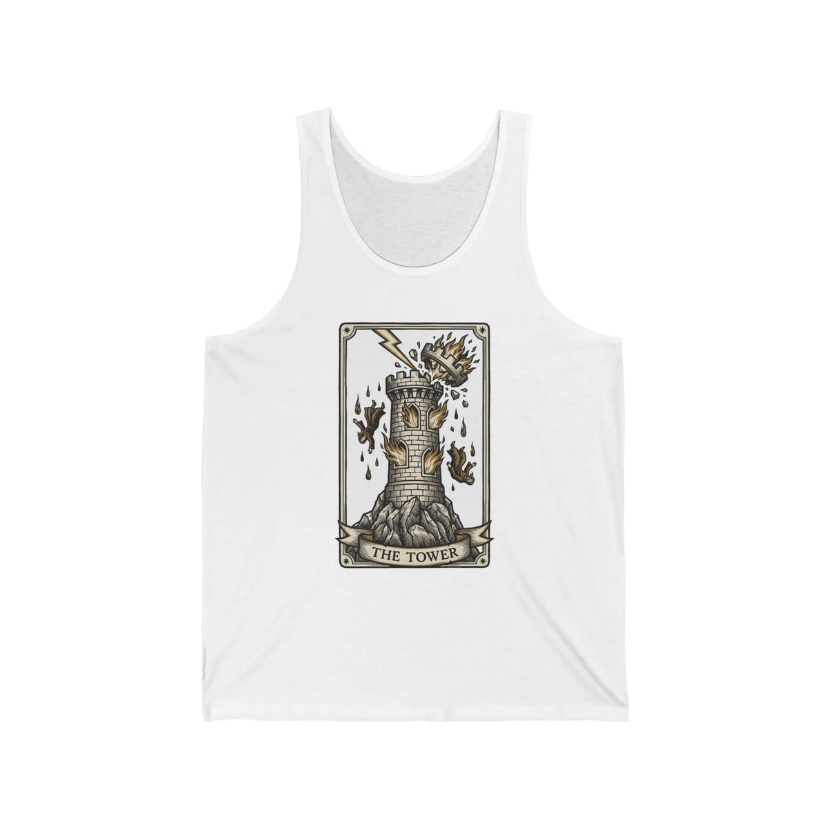 The Tower Tarot Card Tank Top - Lightweight Airlume Cotton Jersey - Unisex Athletic Heather