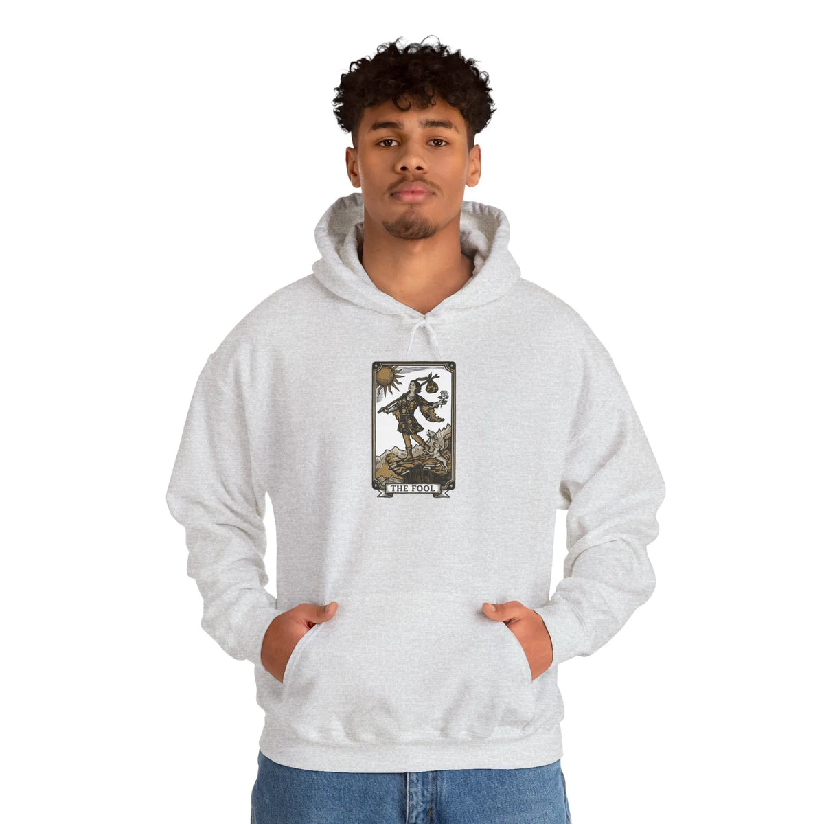The Fool Tarot Card Hoodie - Heavy Blend Cotton Blend Pullover - Unisex White