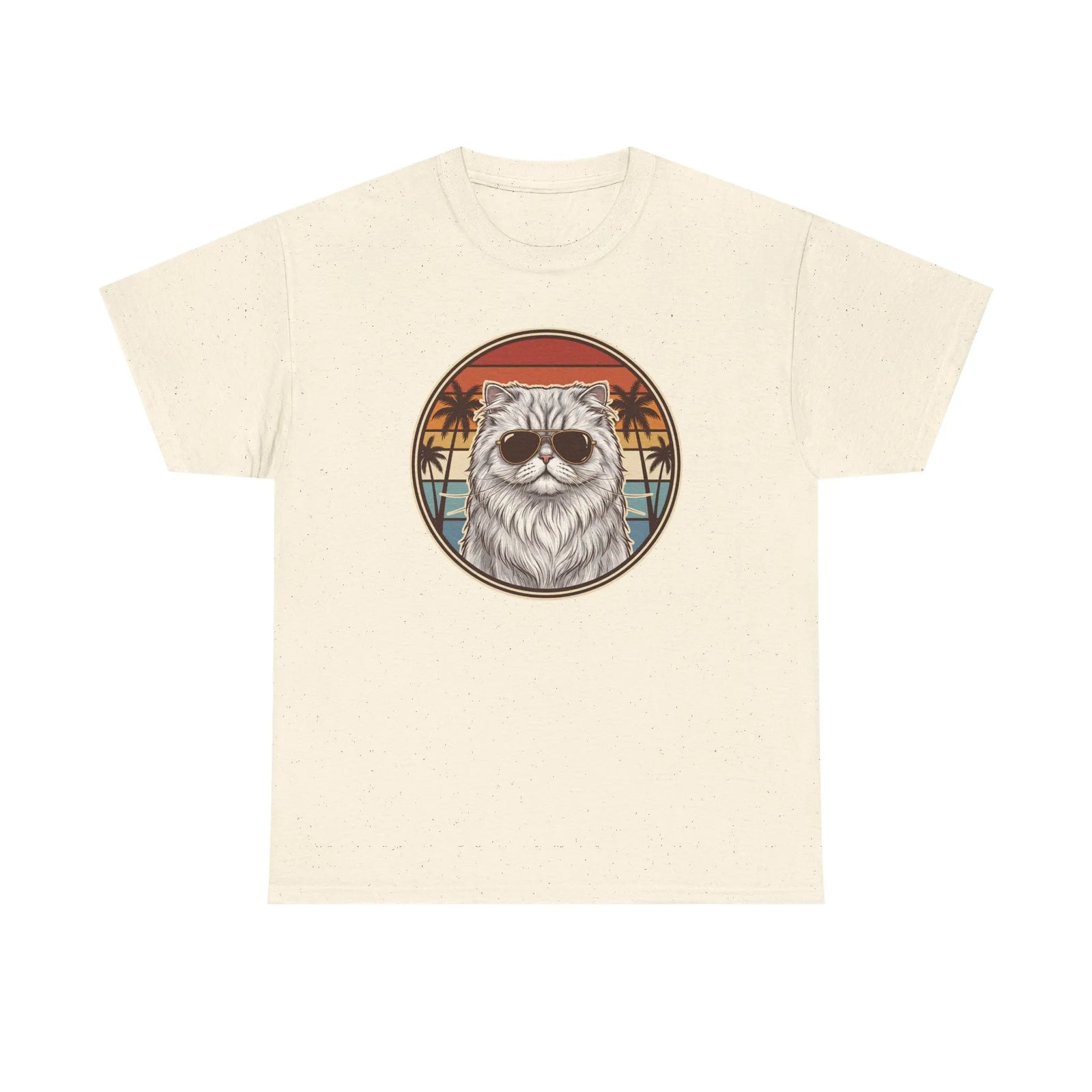 Persian Cool Cats 70s Sunset Aviators T-Shirt - Heavy Cotton Classic Fit Tee - Unisex White
