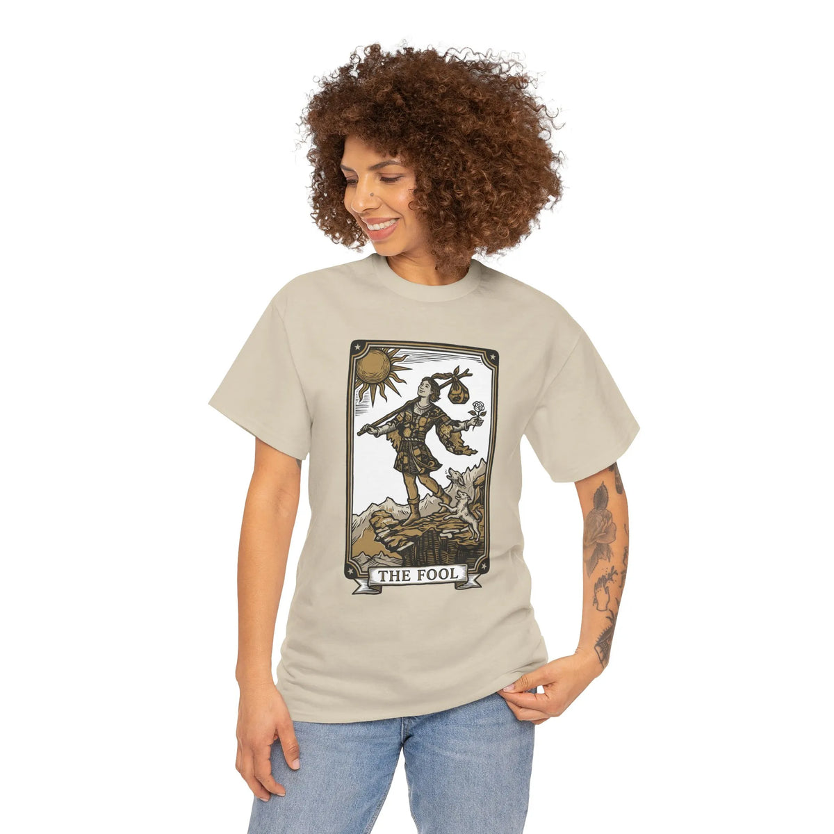 The Fool Tarot Card Graphic T-Shirt - Heavy Cotton Classic Fit Tee - Unisex White