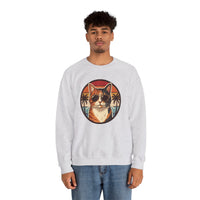Calico Cool Cats 70s Sunset Aviators Sweatshirt - Medium Heavyweight Fleece Crewneck - Unisex White