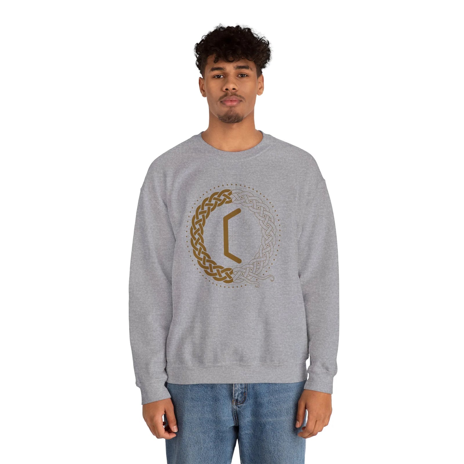 Perthro Rune Norse Mythology Sweatshirt - Heavy Blend Fleece Crewneck - Unisex White